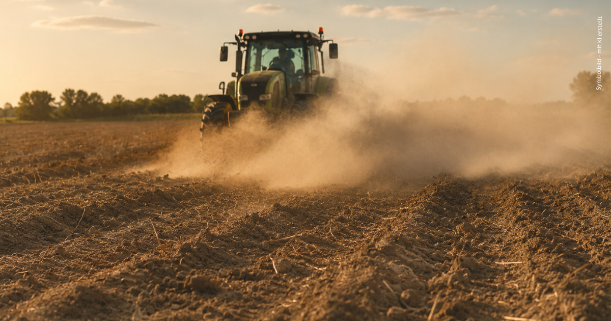 Traktor auf trockenem Feld_KI generiert